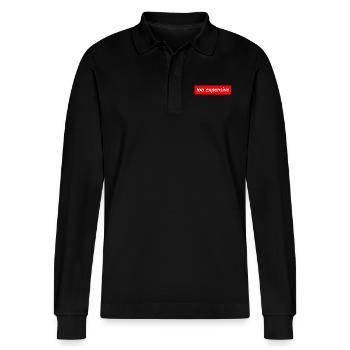 too expensive - Stanley/Stella Organic Unisex Long-Sleeved Polo Shirt Prepster - black - Front - Anna (173cm) & Nico (186cm)