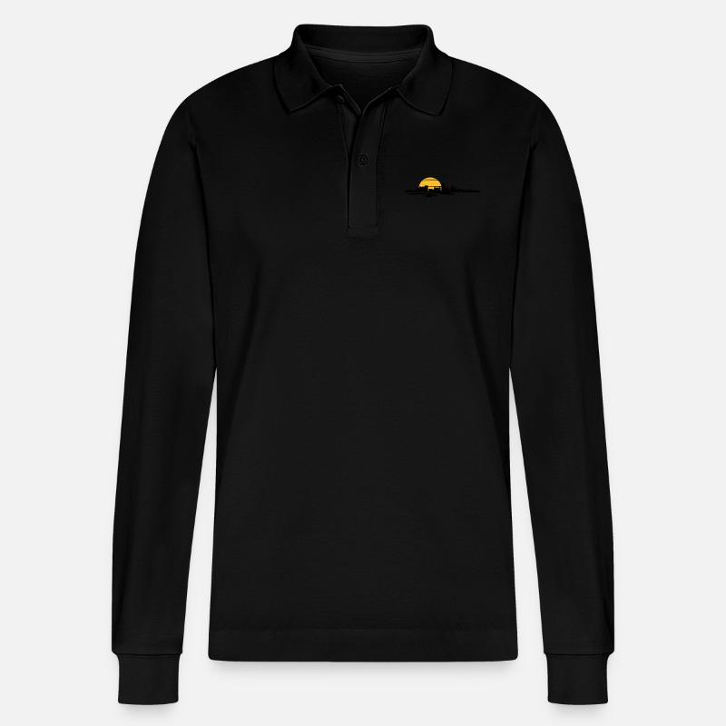 Skyline - Küste Heiligenhafen - Stanley/Stella Unisex Bio-Langarm-Poloshirt Prepster - Schwarz