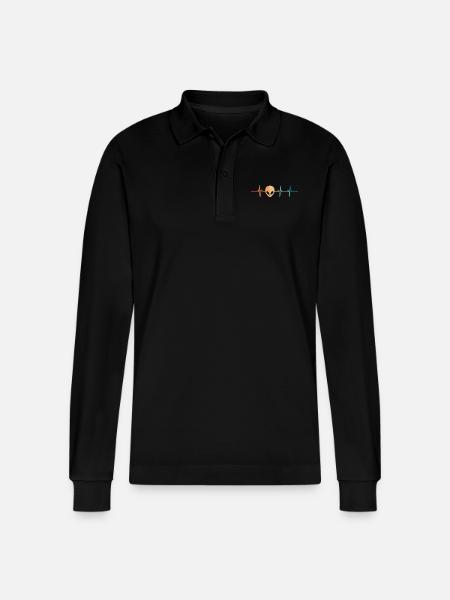 Alien Heartbeat - Stanley/Stella Organic Unisex Long-Sleeved Polo Shirt Prepster - black
