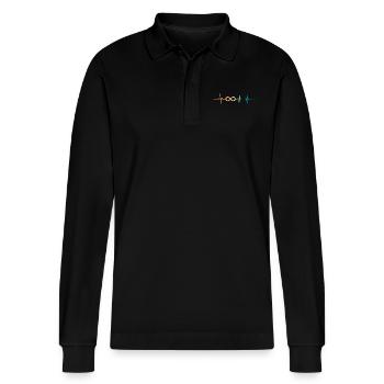 Unendlicher Herzschlag - Stanley/Stella Unisex Bio-Langarm-Poloshirt Prepster - Schwarz - Vorne - Anna (173cm) & Nico (186cm)