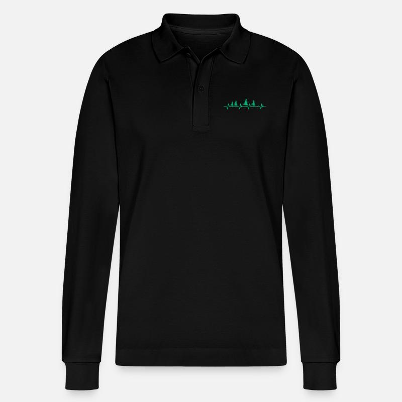 Wald Baum Herzschlag Förster - Stanley/Stella Unisex Bio-Langarm-Poloshirt Prepster - Schwarz