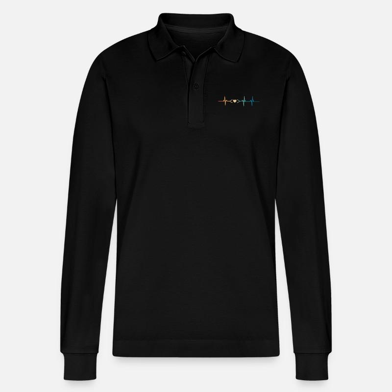 Heartbeat Coding Liebe - Stanley/Stella Unisex Bio-Langarm-Poloshirt Prepster - Schwarz