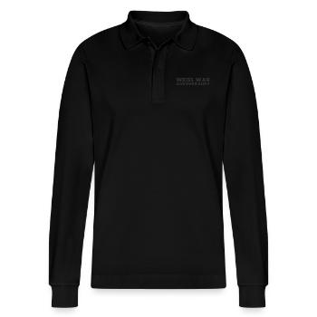 Weiß war ausverkauft Black Edition - Stanley/Stella Unisex Bio-Langarm-Poloshirt Prepster - Schwarz - Vorne - Anna (173cm) & Nico (186cm)