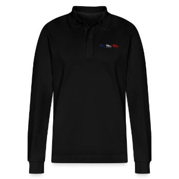 Tölt Islandpferde - richtig - Stanley/Stella Unisex Bio-Langarm-Poloshirt Prepster - Schwarz - Vorne - Anna (173cm) & Nico (186cm)