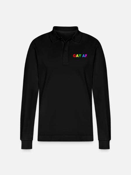 Gay af - Stanley/Stella Organic Unisex Long-Sleeved Polo Shirt Prepster - black