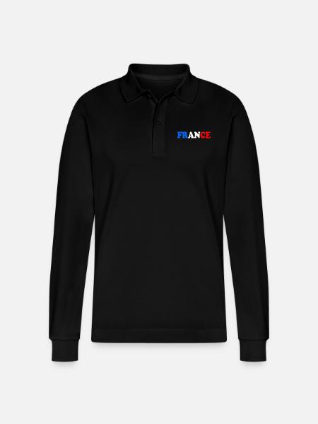 FRANCE FRENCH FLAG - Stanley/Stella Organic Unisex Long-Sleeved Polo Shirt Prepster - black