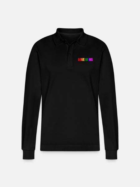 Love wins - Stanley/Stella Organic Unisex Long-Sleeved Polo Shirt Prepster - black
