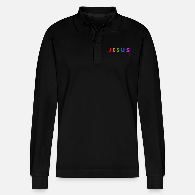 Jesus - Stanley/Stella Unisex Bio-Langarm-Poloshirt Prepster - Schwarz