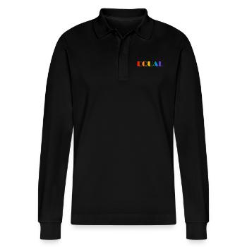 GLEICHER REGENBOGENTEXT - Stanley/Stella Unisex Bio-Langarm-Poloshirt Prepster - Schwarz - Vorne - Anna (173cm) & Nico (186cm)