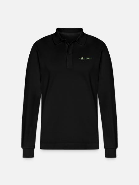 Frog heartbeat - Stanley/Stella Organic Unisex Long-Sleeved Polo Shirt Prepster - black