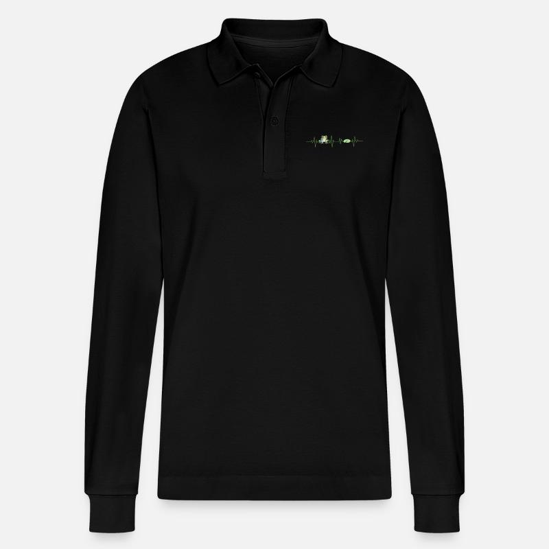 Herzschlag des Frosches - Stanley/Stella Unisex Bio-Langarm-Poloshirt Prepster - Schwarz