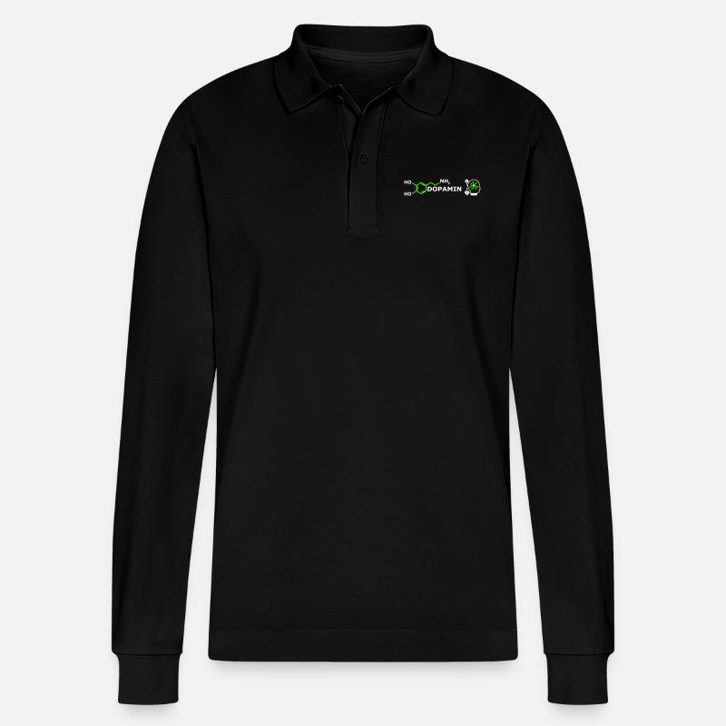 DOPAMIN - Stanley/Stella Unisex Bio-Langarm-Poloshirt Prepster - Schwarz