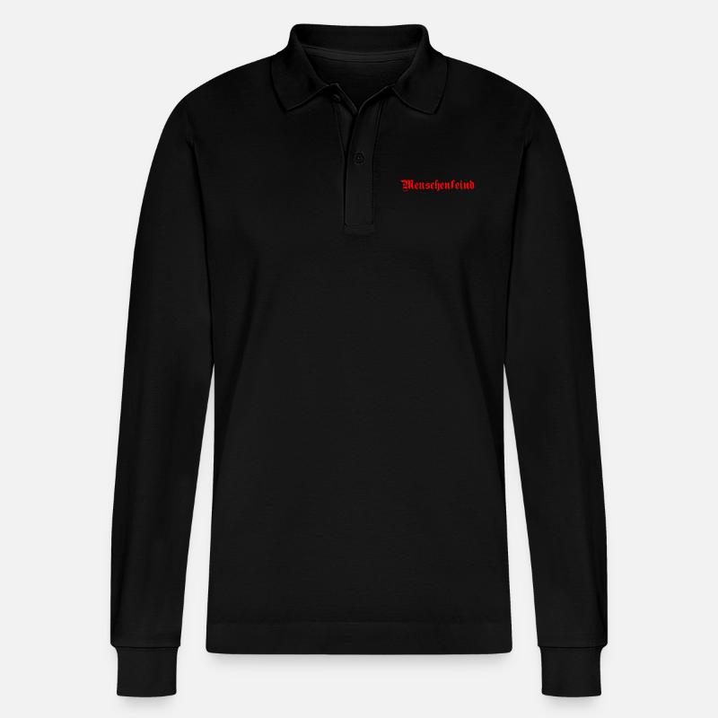Menschenfeind - Stanley/Stella Unisex Bio-Langarm-Poloshirt Prepster - Schwarz