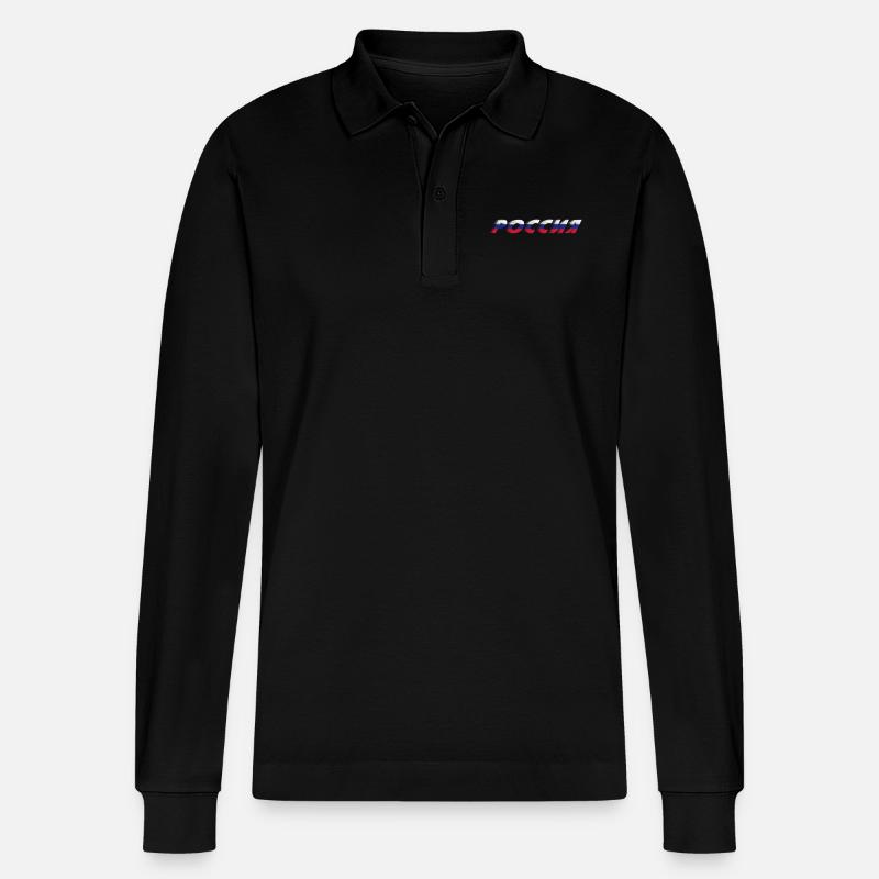 Россия триколор - Stanley/Stella Unisex Bio-Langarm-Poloshirt Prepster - Schwarz