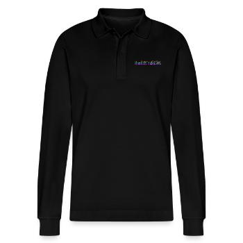 maria teresa rs regenbogen - Stanley/Stella Unisex Bio-Langarm-Poloshirt Prepster - Schwarz - Vorne - Anna (173cm) & Nico (186cm)