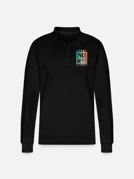 Level 40 freigeschaltet - Stanley/Stella Unisex Bio-Langarm-Poloshirt Prepster - Schwarz