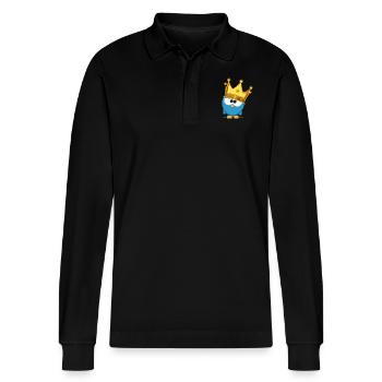 koning Birdie - Stanley/Stella uniseks bio poloshirt met lange mouwen Prepster - zwart - Voor - Anna (173cm) & Nico (186cm)
