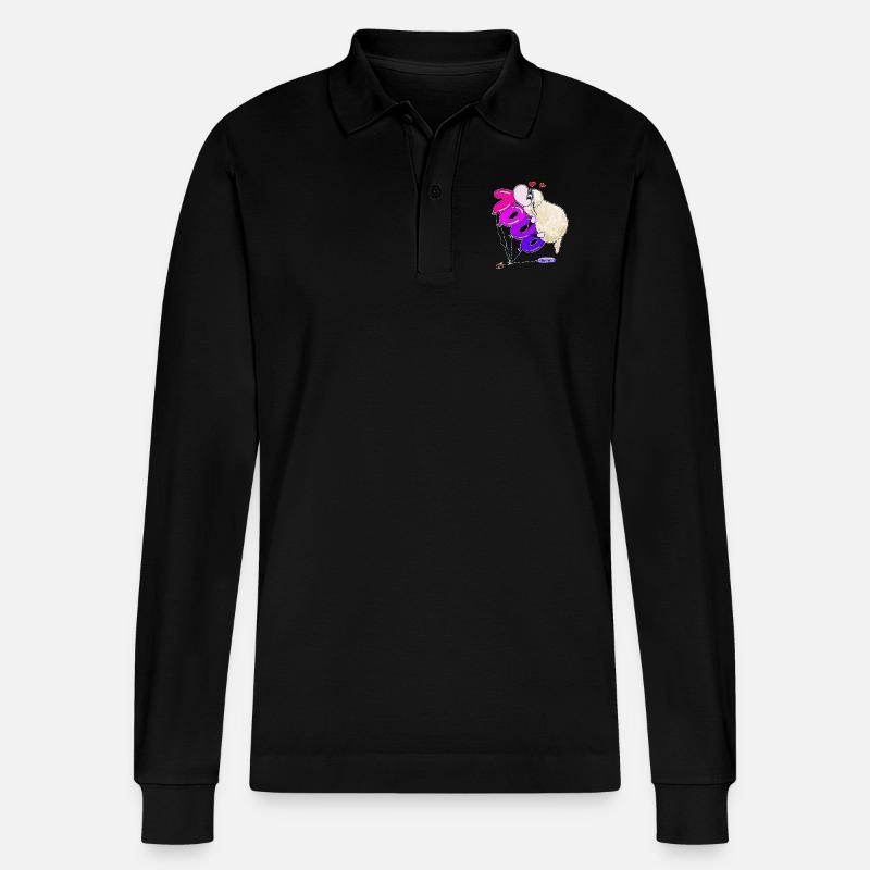 Wolly Sheepling 1000 Abonnenten - Stanley/Stella Unisex Bio-Langarm-Poloshirt Prepster - Schwarz
