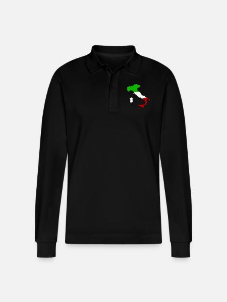 Italy Country - Stanley/Stella Organic Unisex Long-Sleeved Polo Shirt Prepster - black