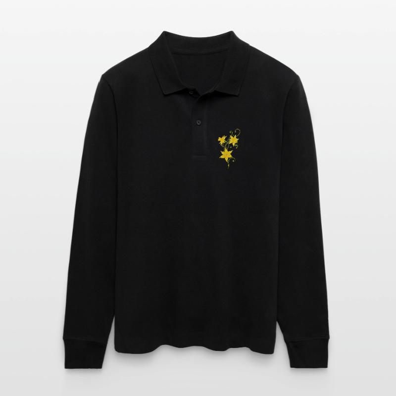 Filigree Daffodils Flowers. Spring, Easter. Stanley/Stella Organic Unisex Long-Sleeved Polo Shirt Prepster