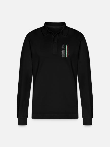 Flag Fusion: US Stars & Italian Stripes - Stanley/Stella Organic Unisex Long-Sleeved Polo Shirt Prepster - black
