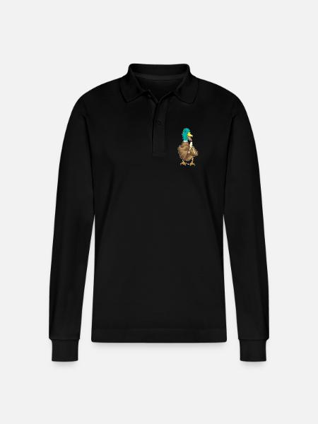 Duck Banana - Stanley/Stella Organic Unisex Long-Sleeved Polo Shirt Prepster - black