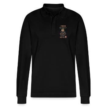 Neurodivergent introvert - Stanley/Stella Organic Unisex Long-Sleeved Polo Shirt Prepster - black - Front - Anna (173cm) & Nico (186cm)