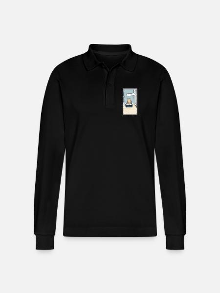 Litter Box Shitshow Humor - Stanley/Stella Organic Unisex Long-Sleeved Polo Shirt Prepster - black