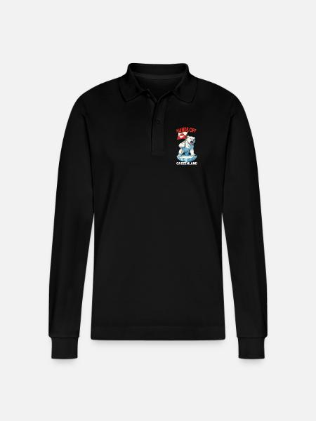 Hands Off Greenland - Stanley/Stella Organic Unisex Long-Sleeved Polo Shirt Prepster - black