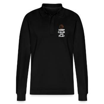 RESTEZ CALMES ET JOUEZ AU BASKET, FANS DE BB GIFT - Polo à manches longues bio PREPSTER Stanley/Stella Unisexe - noir - Devant - Anna (173cm) & Nico (186cm)