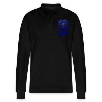 Lost in the Cosmos - Astronaut - Weltall - Stanley/Stella Unisex Bio-Langarm-Poloshirt Prepster - Schwarz - Vorne - Anna (173cm) & Nico (186cm)