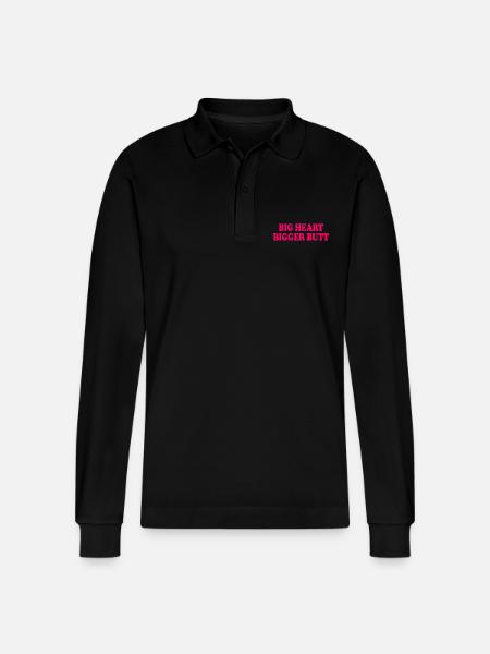 big heart bigger butt - Stanley/Stella Organic Unisex Long-Sleeved Polo Shirt Prepster - black