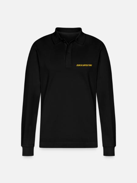 Jesus loves you - Stanley/Stella Organic Unisex Long-Sleeved Polo Shirt Prepster - black