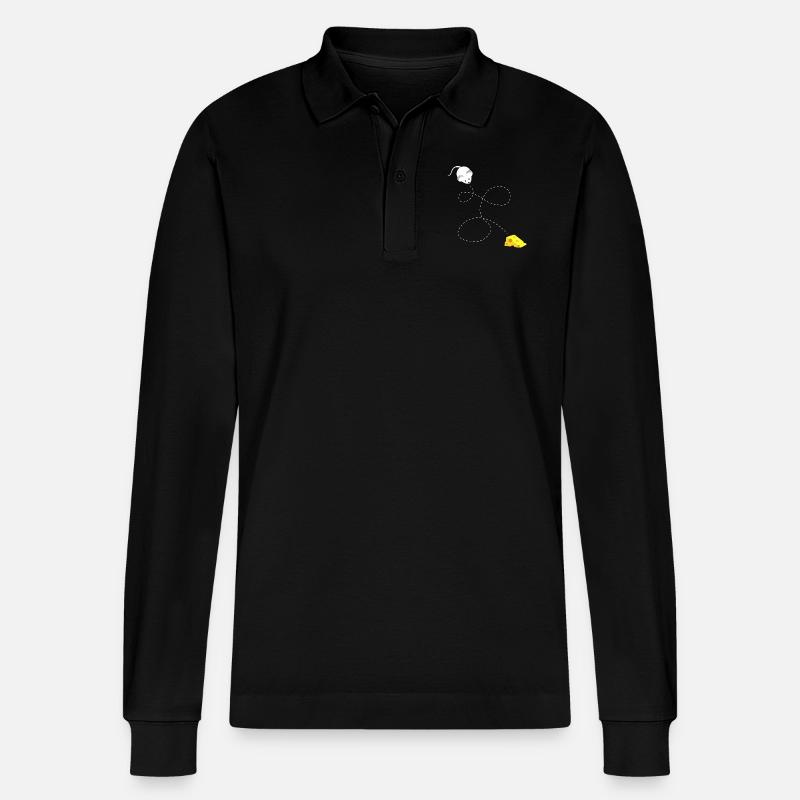 Mäuse Käse - Stanley/Stella Unisex Bio-Langarm-Poloshirt Prepster - Schwarz