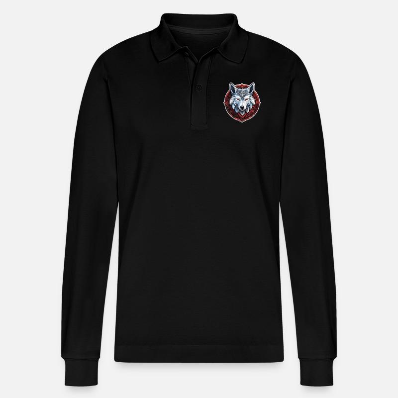 Wolf Tattoo - Stanley/Stella Unisex Bio-Langarm-Poloshirt Prepster - Schwarz