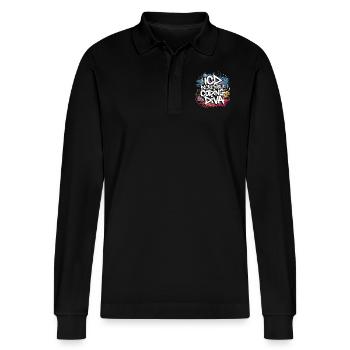 Passionate coding - Stanley/Stella Organic Unisex Long-Sleeved Polo Shirt Prepster - black - Front - Anna (173cm) & Nico (186cm)