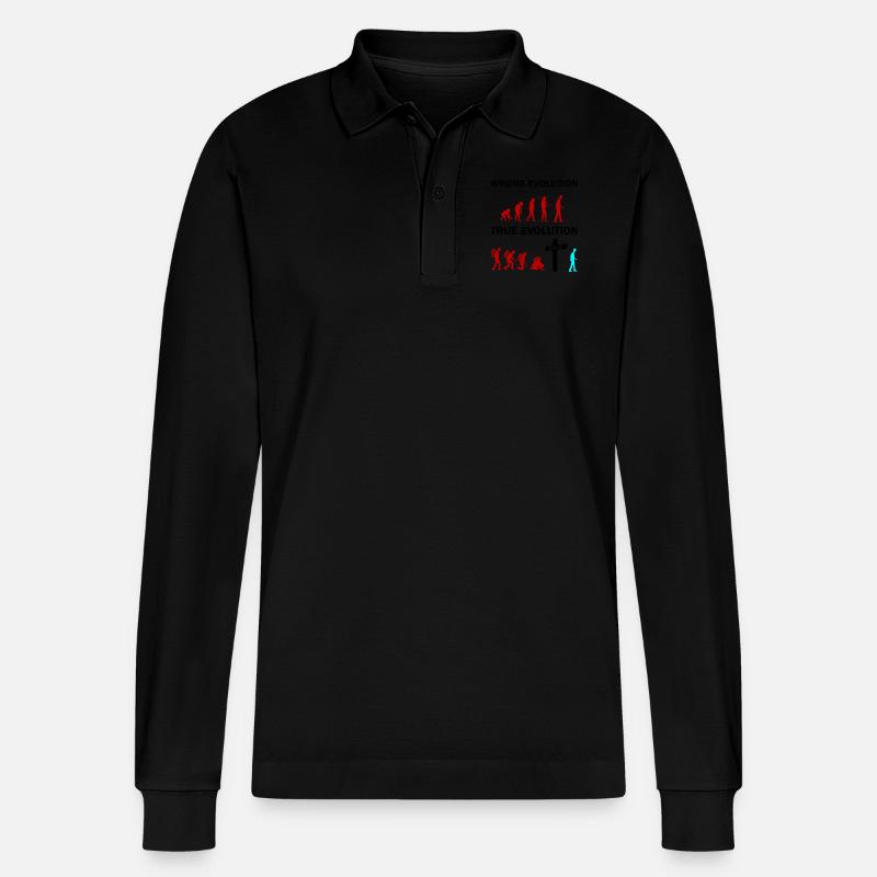 Jésus de la véritable évolution - Polo à manches longues bio PREPSTER Stanley/Stella Unisexe - noir