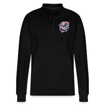 Zodiac: Sagittarius - Stanley/Stella Organic Unisex Long-Sleeved Polo Shirt Prepster - black - Front - Anna (173cm) & Nico (186cm)