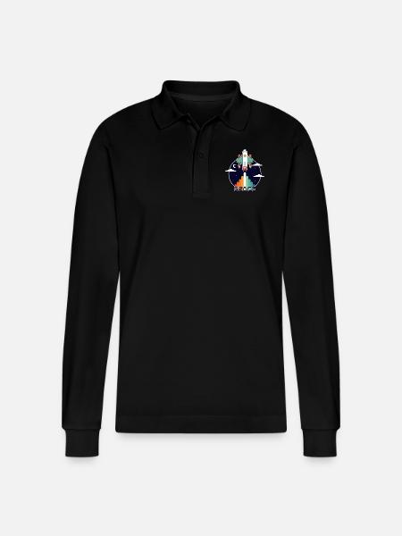 Space and retro - Stanley/Stella Organic Unisex Long-Sleeved Polo Shirt Prepster - black