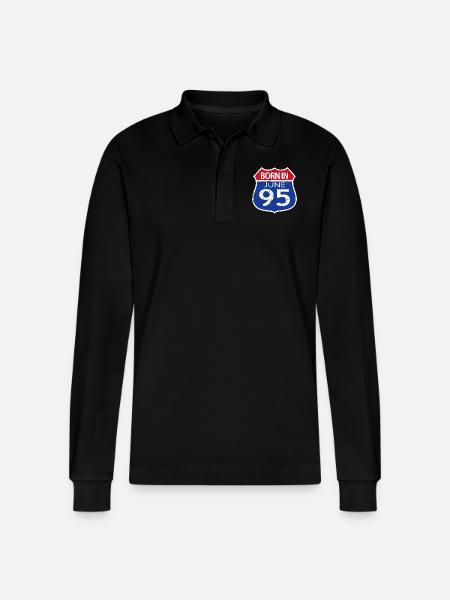 Born in June 1995 - Stanley/Stella Organic Unisex Long-Sleeved Polo Shirt Prepster - black
