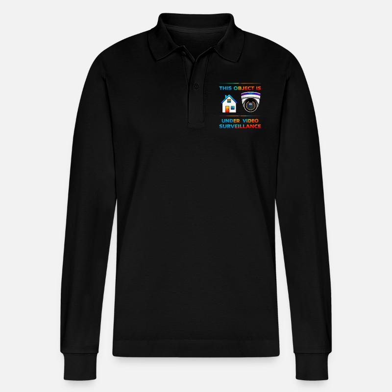 Gebäude Überwachung - Stanley/Stella Unisex Bio-Langarm-Poloshirt Prepster - Schwarz