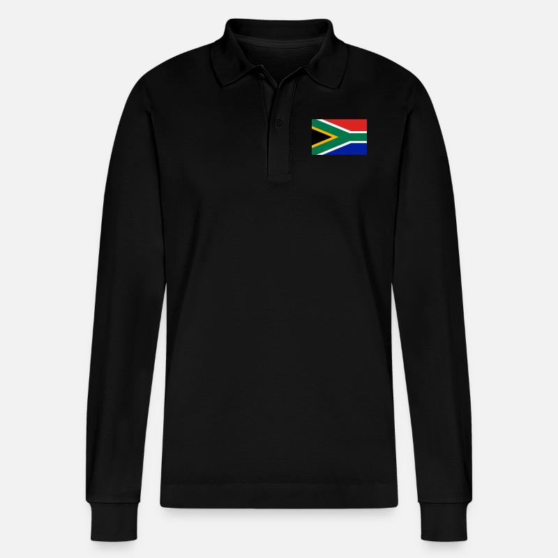 Südafrika Flagge - Stanley/Stella Unisex Bio-Langarm-Poloshirt Prepster - Schwarz