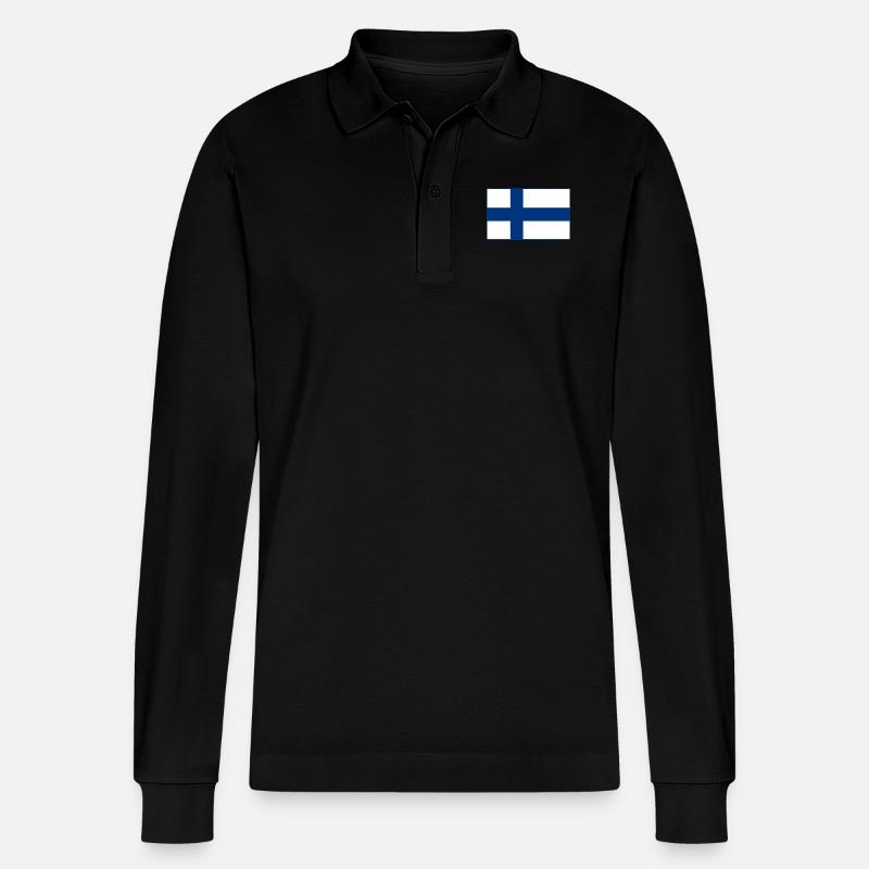 Drapeau de la Finlande - Polo à manches longues bio PREPSTER Stanley/Stella Unisexe - noir