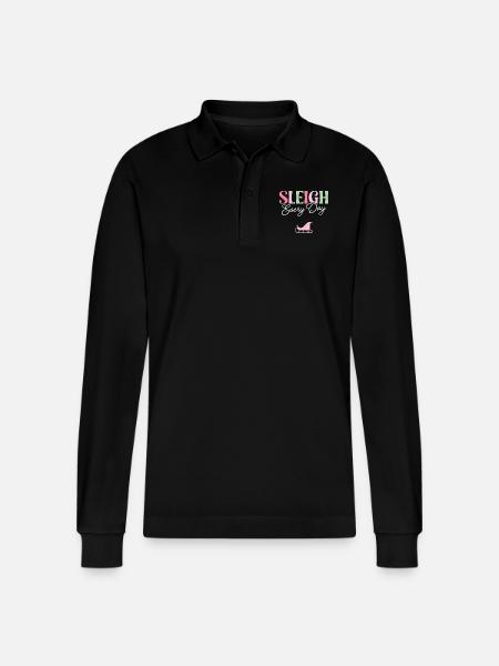 Sleigh Every Day - Stanley/Stella Organic Unisex Long-Sleeved Polo Shirt Prepster - black