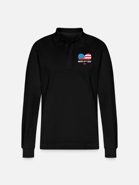 Frohen 4. Juli - Stanley/Stella Unisex Bio-Langarm-Poloshirt Prepster - Schwarz