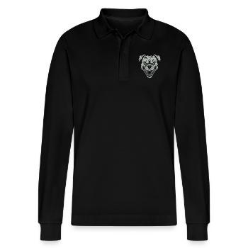 Angry angry dog - Stanley/Stella Organic Unisex Long-Sleeved Polo Shirt Prepster - black - Front - Anna (173cm) & Nico (186cm)
