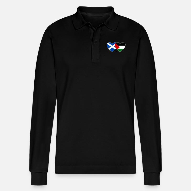 Ecosse Palestine drapeau coeur - Polo à manches longues bio PREPSTER Stanley/Stella Unisexe - noir