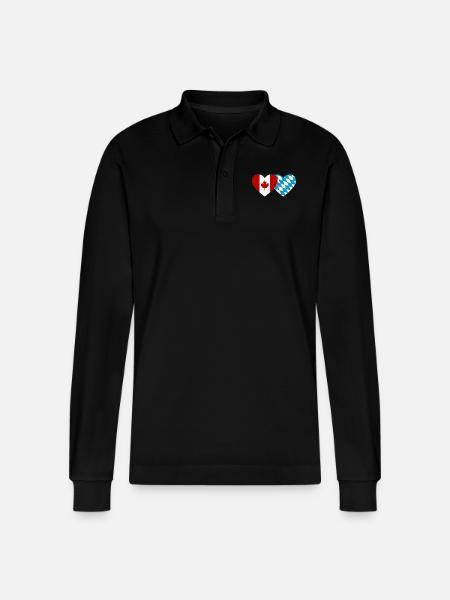 Kanada Bayern Flagge Herz - Stanley/Stella Unisex Bio-Langarm-Poloshirt Prepster - Schwarz