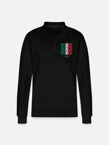 Flag of Mexico, Mexican pride - Stanley/Stella Organic Unisex Long-Sleeved Polo Shirt Prepster - black