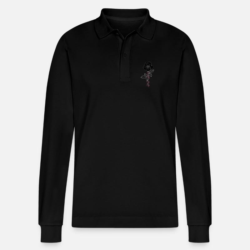 Blutige Rose - Stanley/Stella Unisex Bio-Langarm-Poloshirt Prepster - Schwarz